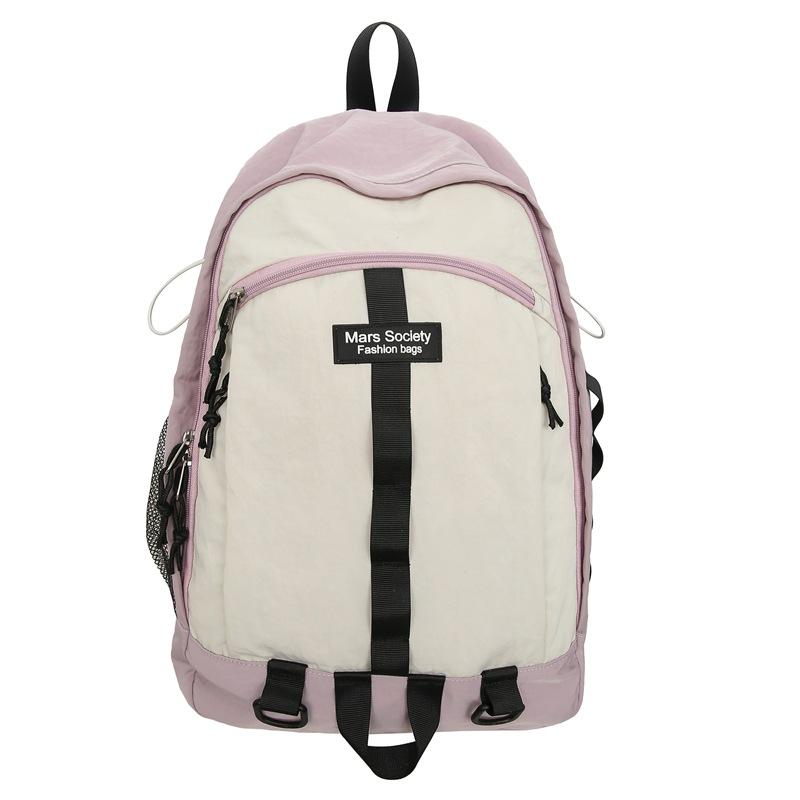 

Женский рюкзак большой вместимости, студенческий школьный рюкзак, мужской рюкзак с цветными блоками фиолетовый