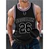 Men'S Brooklyn Printed Digital Round Neck Spring/Summer College Sport Sleeveless Easy Casual Solid-Color Patchwork Basketball V-Neck Shirt