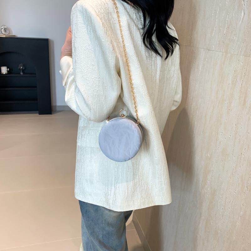 Jednoduchá večeře taška Nová řetízková dámská taška Textura Lehká luxusní crossbody taška Kulatá kabelka Módní taška přes rameno