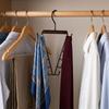 12 Hooks Clothes Storage Hangers’ Wood Handle Triangular Metal V-Shape Hook Anti-Slip Thick Hooks Dorm Storage Hanger