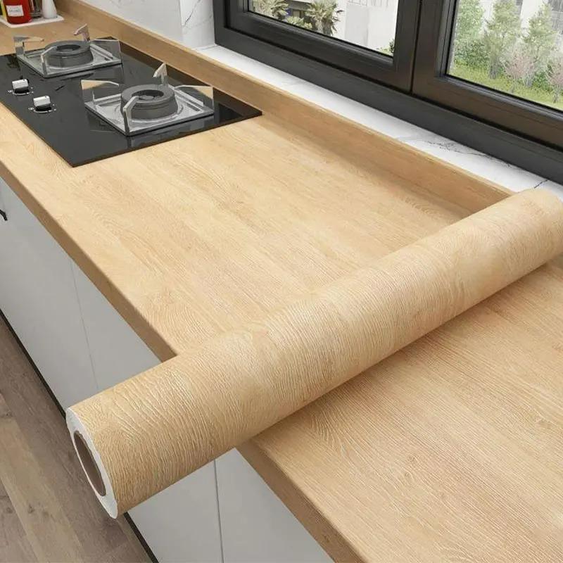 Waterproof Wall Stickers Wood Grain Cabinets Adhesive Wall Wallpaper Desktop Renovation 40cm Home Decoration Mold Resistant