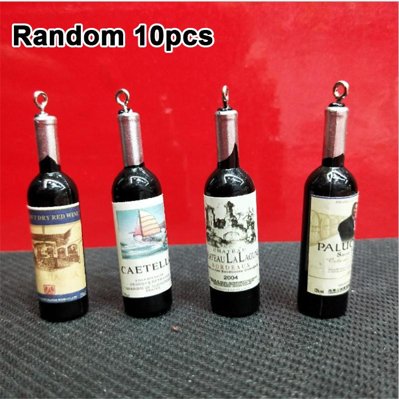 

10 шт. подвески в виде бутылок вина из черной смолы для ожерелья, браслета, ювелирных изделий, подвески для бутылок, аксессуары для самостоятельного изготовления чёрный