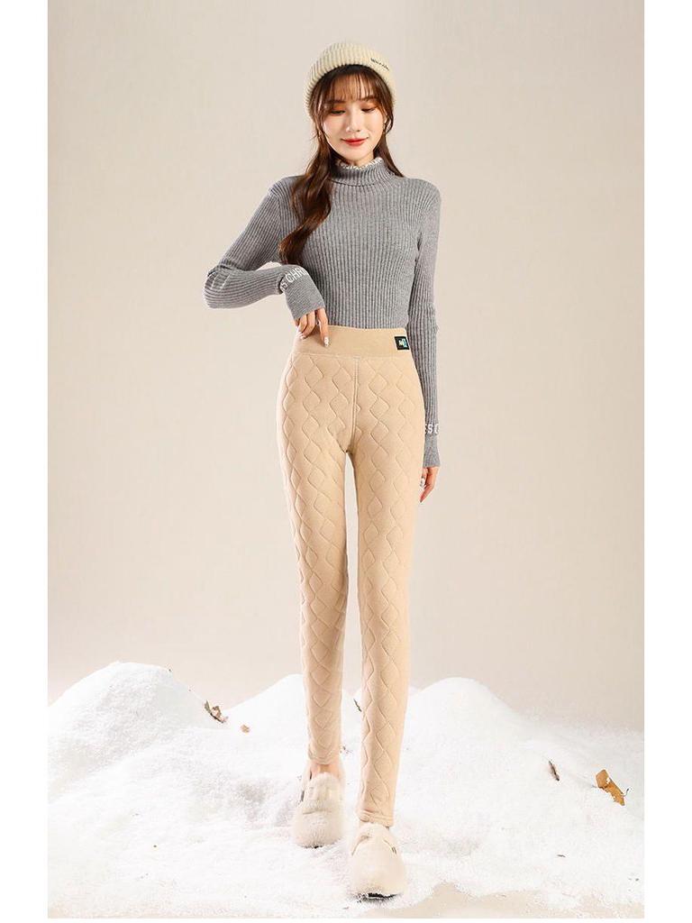 Women's High Waist Velvet-Lined Slimming Cotton Pants - Warm Winter Inner & Outer Wear, Plus Size Available