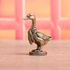 Animal de Compagnie pour Thé en Laiton Ancien Fait Main Petit Foulard Figurine d'Oie Artisanat Décoratif en Cuivre pour Maison Bureau