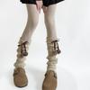 Fashionable Plush Balls Bows Adorned Leg Warmers with Lace Details for Women's Knitted Turn Cuffs Leg Covers Sleeves