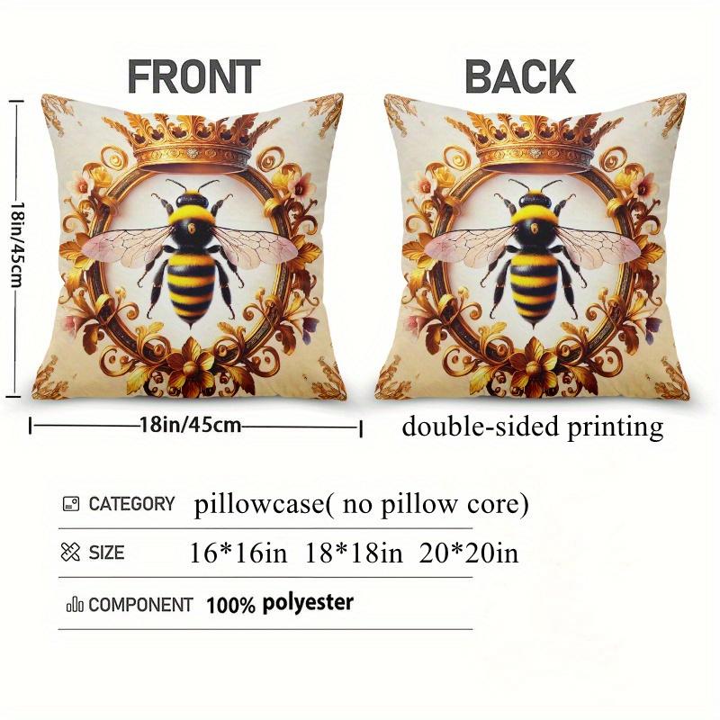 One Cushion Cover Featuring Royal Bees, Designed With A Festive Theme And Equipped With A Hidden Zipper, Suitable For Sofas, Liv