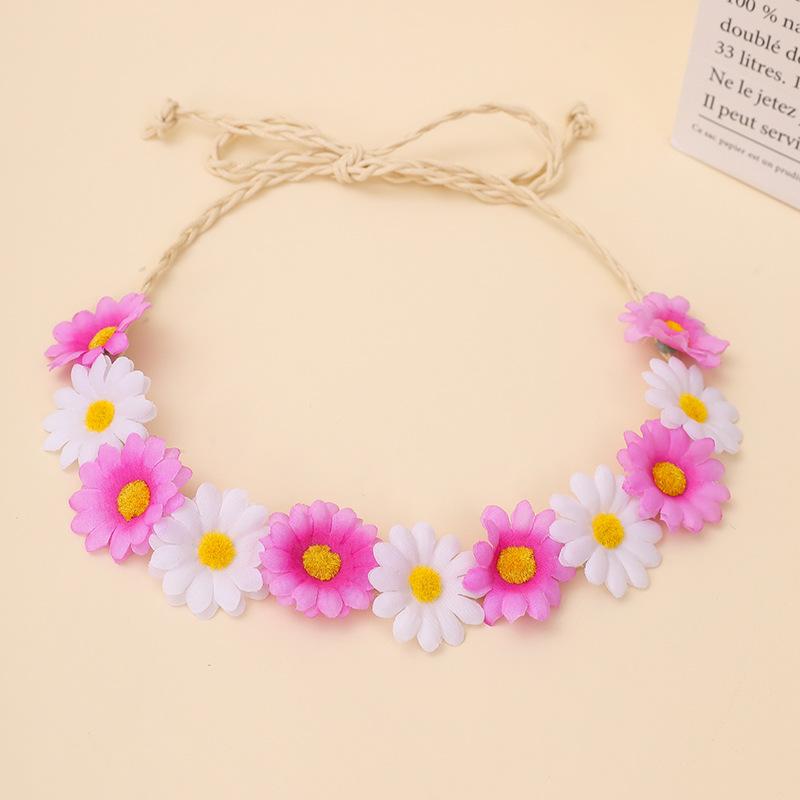Künstliches Gänseblümchen-Blumen-Stirnband Böhmisches Gänseblümchen-Festival-Haarband Seil-Haarschmuck Verstellbares Böhmisches Haarband