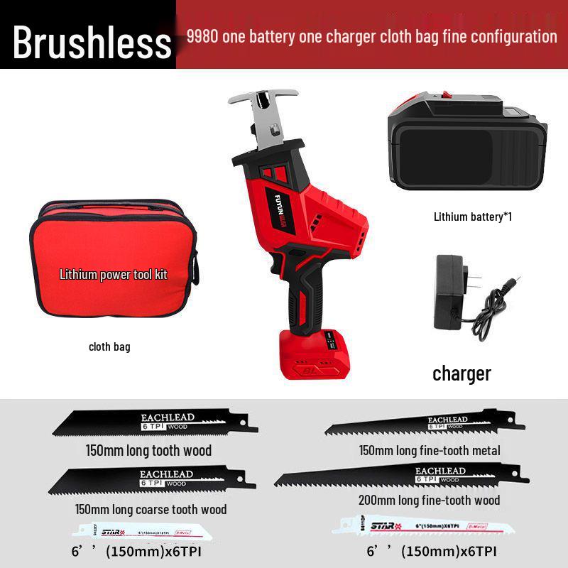 Rechargeable Handheld Brushless Chainsaw - Multifunctional Lithium Battery Saber Saw for Household Logging