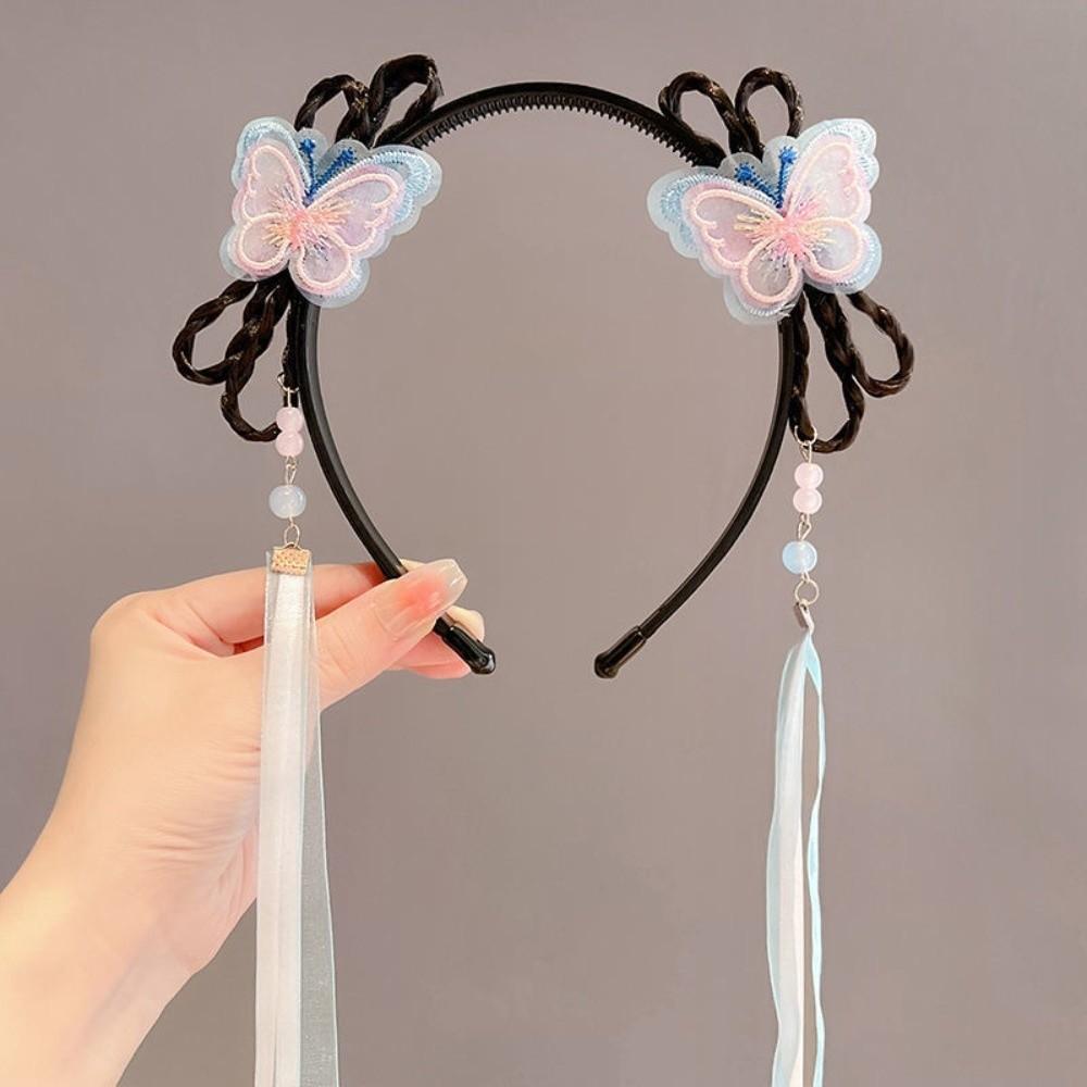 Tassel Butterfly Ribbon Headband Chinese Style Hair Bands for Children Gifts