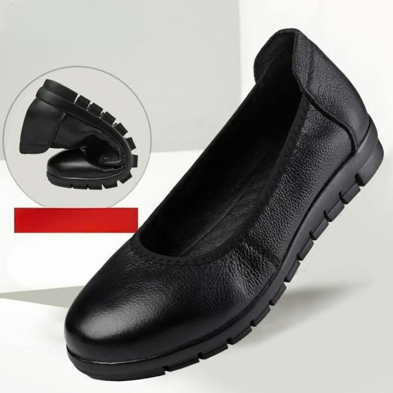 Work Shoes Women's Black Tooling Leather Shoes Ladies Mother Work Shoes Professional Soft-soled Comfortable Flat Shoes