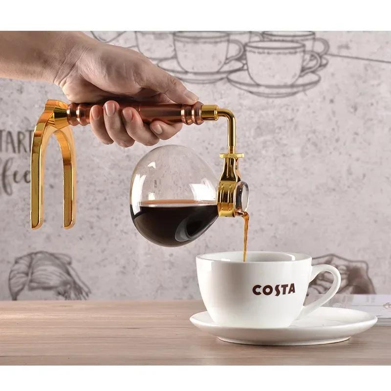 New Home Style Siphon Coffee Maker Tea Siphon Pot Vacuum Coffeemaker Glass Type Coffee Machine Filter 3cup 5cup