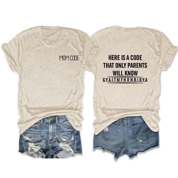 Fashion before and after here is a code letter print women's casual short sleeves