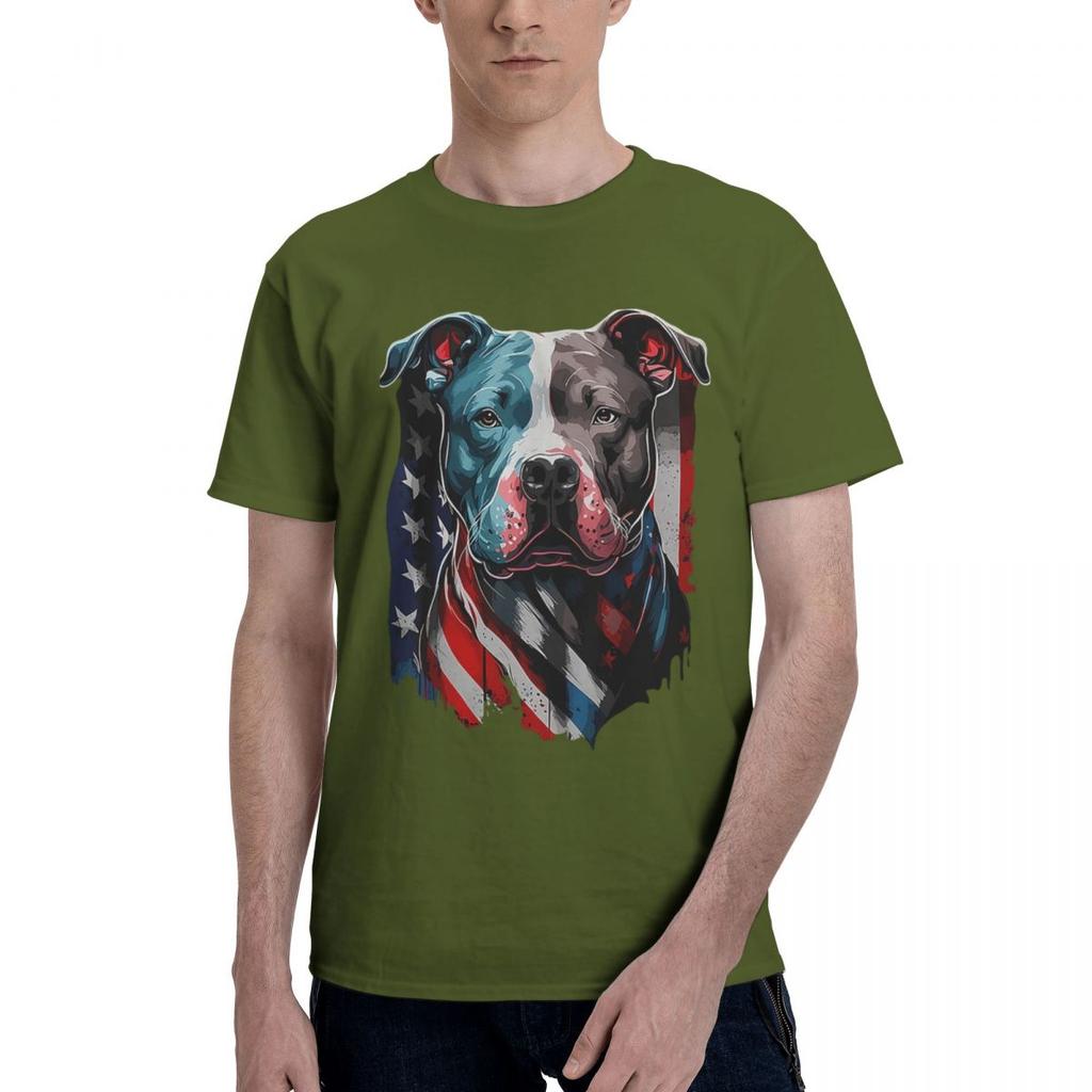 American Pitbull Terrier USA Flag Patriotic Dog 100 Cotton Casual Breathable Confortable Anime Designer Clothes Men Mens Gifts