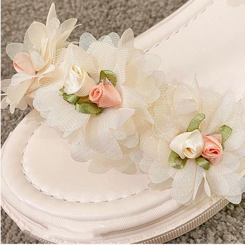 Flower Sandals Female Summer All-match Thick Bottom Korean System Slope with Flat Bottom Roman Shoes
