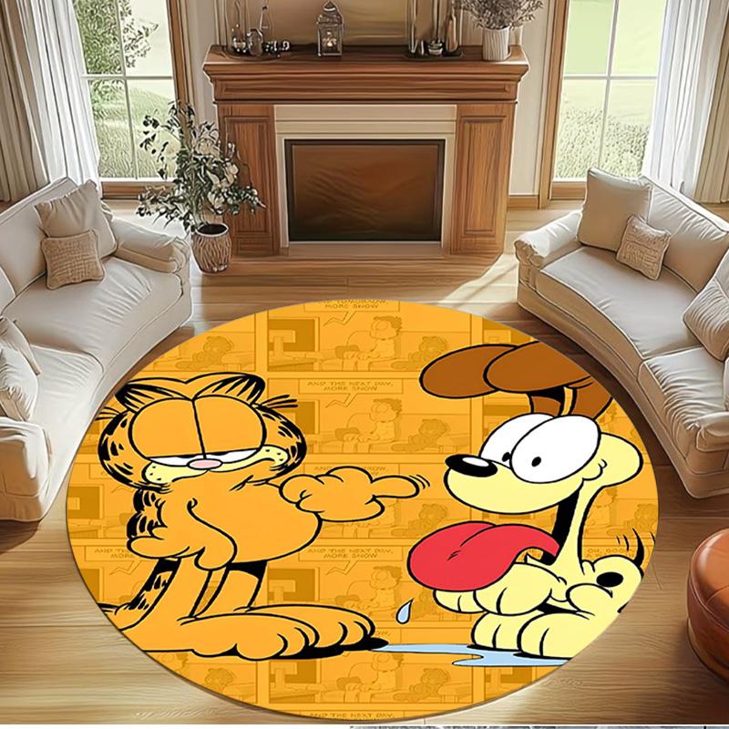 Garfield Print Round Rug, Washable Floor Carpet, For Entryway Dorm Laundry Room Office Study, Home Decor Birthday Christmas Gift
