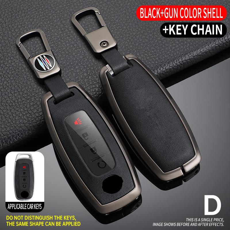 Metal Leather Car Key Fob Case Cover Keychain For - Nissan Rogue X-Trail T33 Qashqai J12 Kicks Ariya Altima Sentra