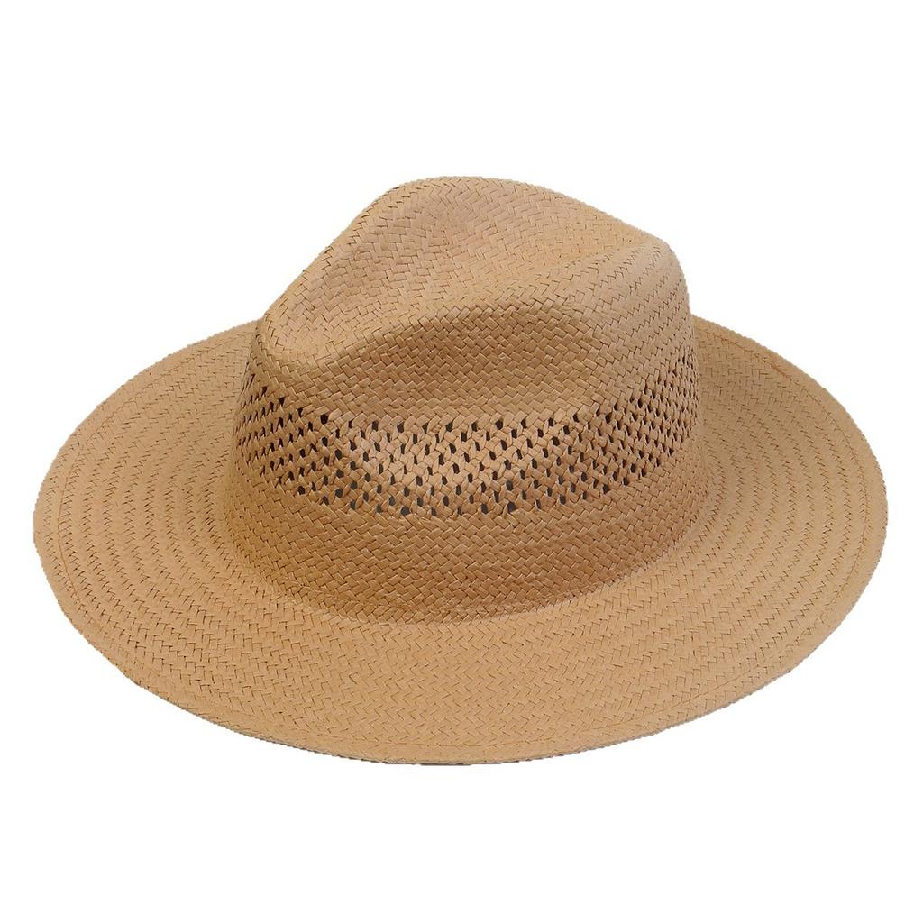 Spring and summer new fashion casual hand-woven pattern hollow five-point straw hat outdoor sun protection shade Panama straw hat