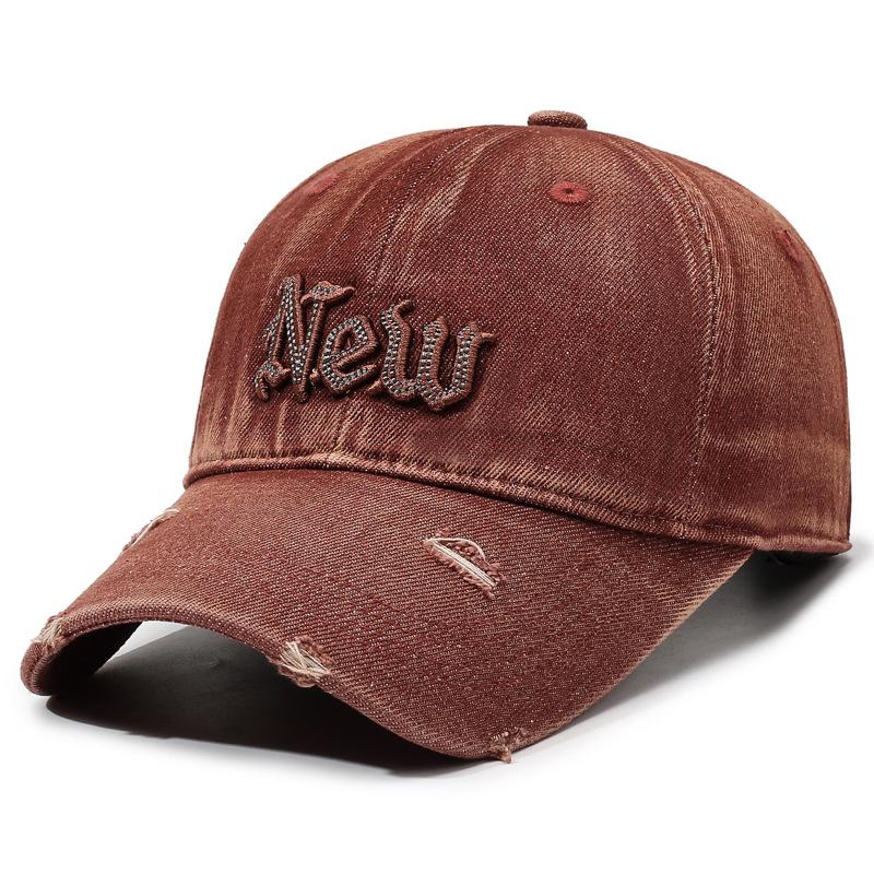 Washed Denim Baseball Cap Men S And Women S Retro Letter Embroidered Visor Outdoor Versatile Cap Tide Adjustable красный