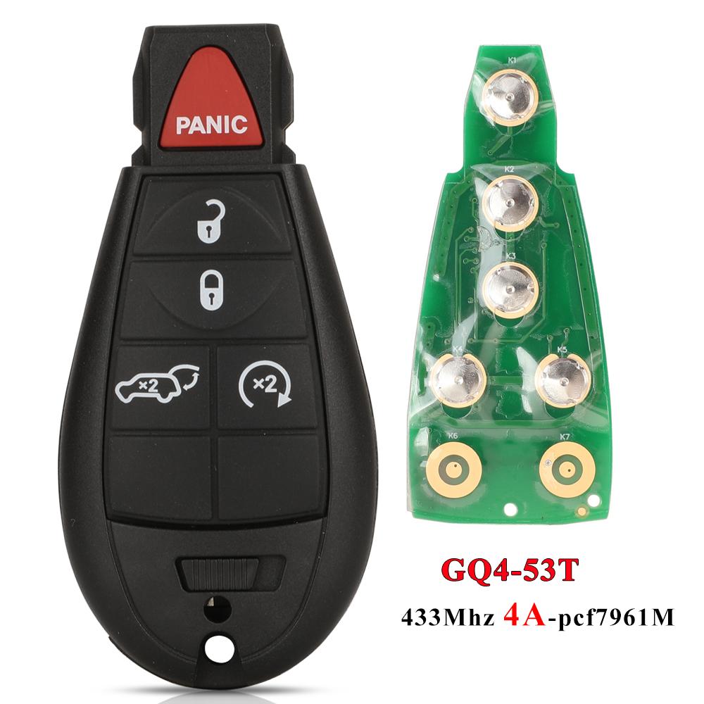 jingyuqin GQ4-53T 433MHz 4A Chip Fobik Remote Car Key fob for For Dodge RAM Jeep Cherokee Sport KL Chrysler Town & Country 2014+