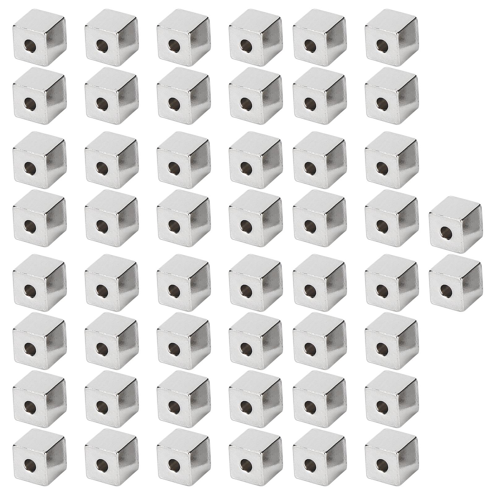

50Pcs Stainless Steel Spacer Beads Square DIY Necklace Jewelry Making Accessories 6x6x2mm