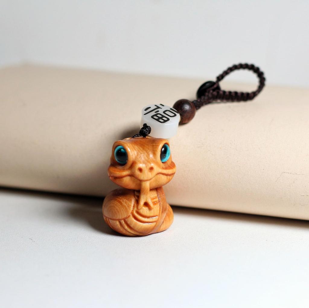 Snake Zodiac Decoration Wooden Cute Snake 2025 Zodiac Ornament Snake Auspicious Good Luck Bringing Rich Fortune Bag Charm Snake Zodiac Ornament
