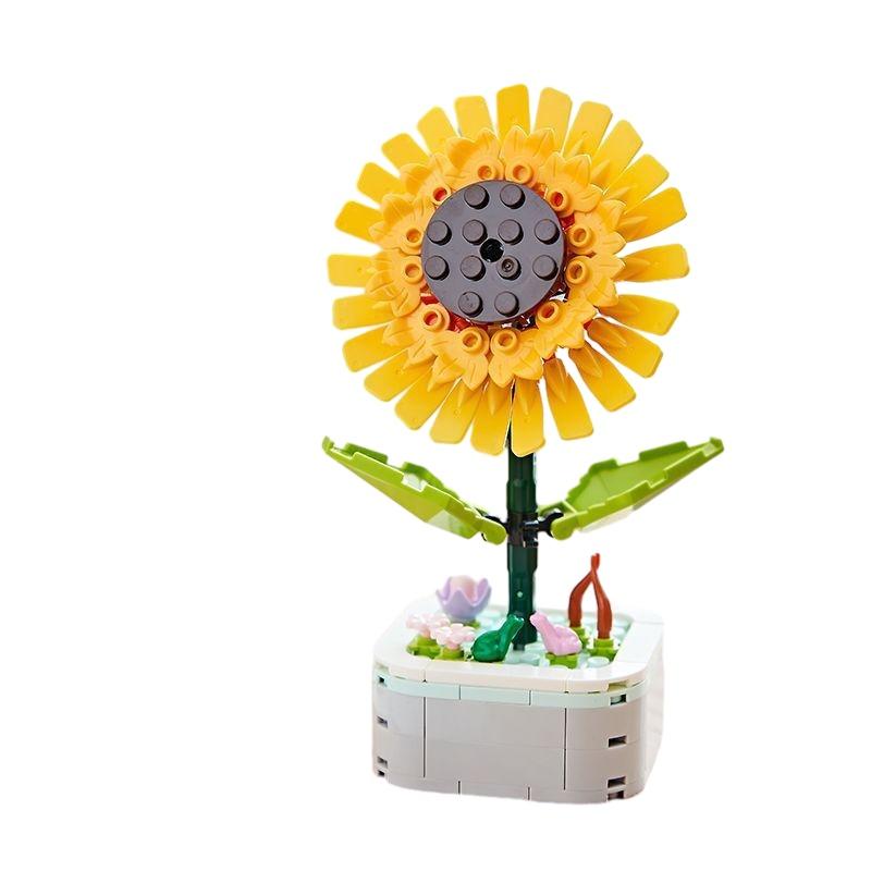 Creative Plant Flower Building Blocks For Children Diy Puzzle Toy Gift For Valentine's Day Sunflower Style