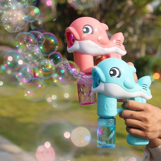 Dolphin Bubble Machine with Light Music Leakproof Kids Handheld Automatic Bubble Maker Shooter Blower Toy Toddlers Boys Girls Christmas Gift