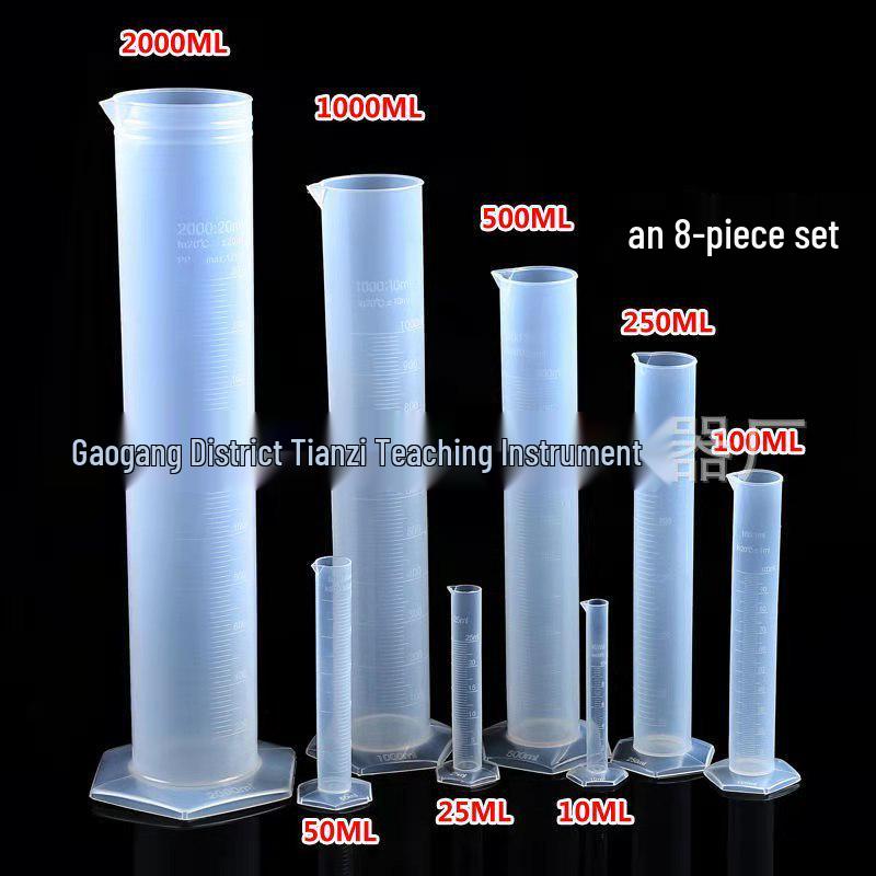 Plastic Graduated Measuring Cylinders: 10ml, 25ml, 50ml, 100ml, 250ml, 500ml, 1000ml
