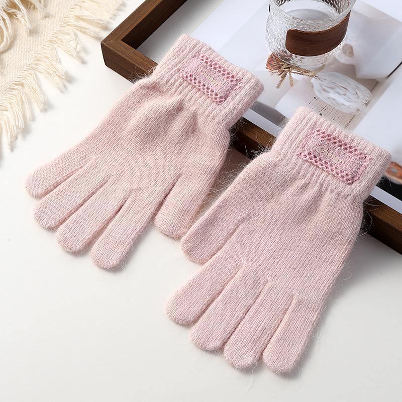Women's Winter Warm Plush Knitted Fingerless Touchscreen Gloves in Candy Colors