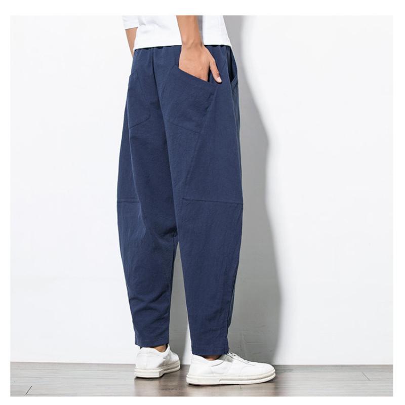 Shang Loose Trousers Men's Plus Fat Plus Size Cotton and Linen Casual Pants Chinese Style Harem Pants Foreign Trade
