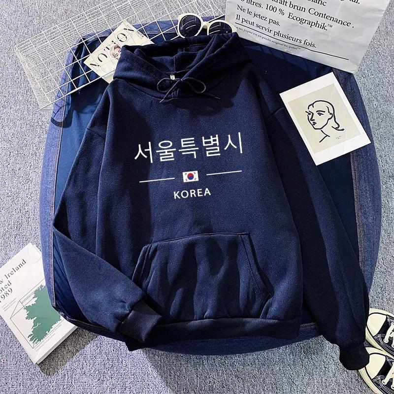 Seoul Korea Print Hoodie for Woman High Quality Hoode Long Sleeve Pullover All Season Female Casual Sweatshirt Harajuku