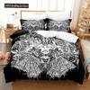 Dark Satanic Duvet Cover Set Satan Goat Inverted Pentagram Skull Bedding Set Full King Size Bed Set Bedroom Comforter Cover Set