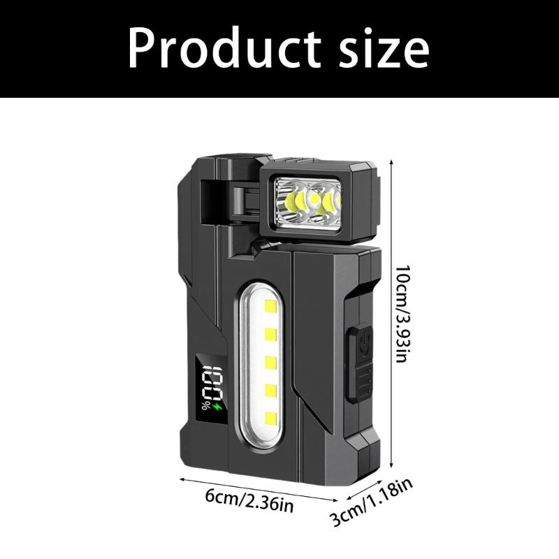 2PCS Magnetic Work Light With Type C Fast Charging IP68 Waterproof Rotatable Head For Technicians Repair And Cave Exploration