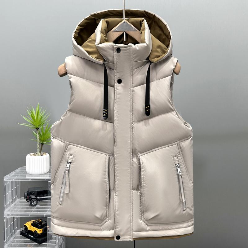 Plus Size L-5XL Fashion Winter Men's Sleeveless Jackets Hooded Thick Outerwears Man Warm Vest