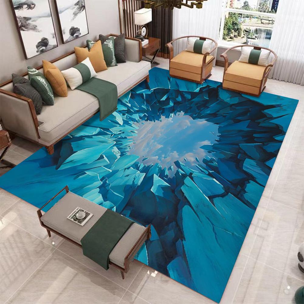 Glacier Ice Cave Carpet Endless Abyss Carpet Living Room Bedroom Full Carpet Visual Illusion Carpet Creative Decoration Rug