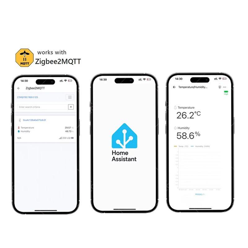 A34R For Smart Home Control Compatible Zigbee 3.0 Temperature Humidity Sensor Featuring LCD Display