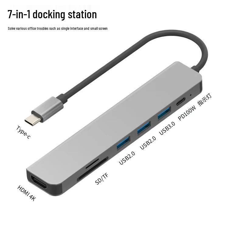 Type-C Multi-Port Adapter: USB Splitter, HDMI, Network, Converter, 5-in-1 Dock