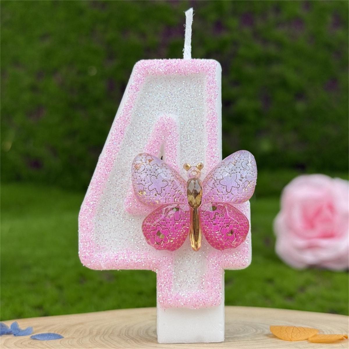 

Новый розовый градиент бабочка цифровая свеча торт декор 0-9 девочка день рождения свадьба вечеринка торт топпер десерт выпечка принадлежности