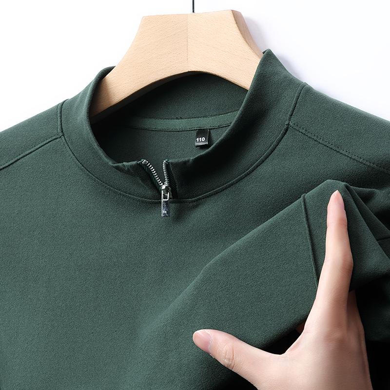 

Чоловічий модний термофлісовий світшот на блискавці до половини - Осінь/Зима, однотонний базовий шар Medium зелений