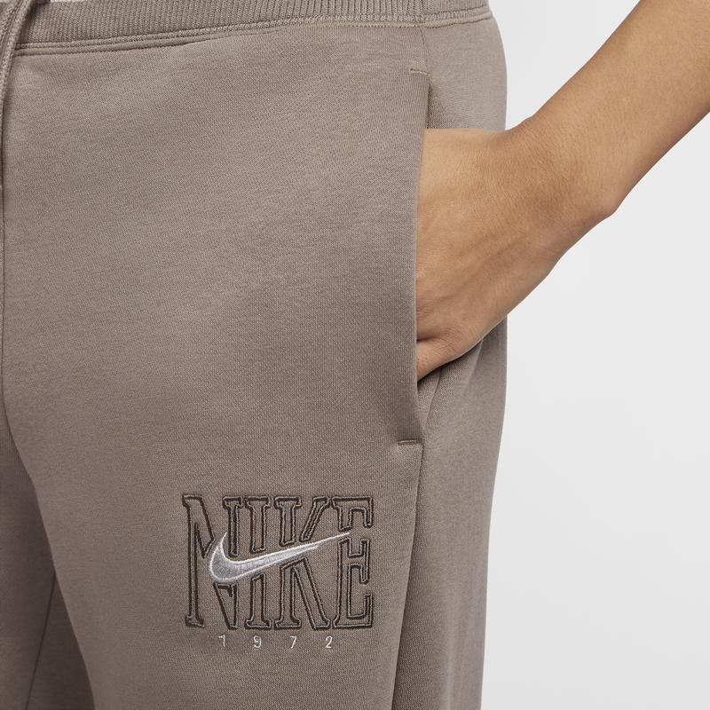 Nike Roupa Esportiva Phoenix Fleece Calças de Moletom Tricotadas de Cintura Alta e Perna Larga Feminina Marrom-Vison HJ0910-233