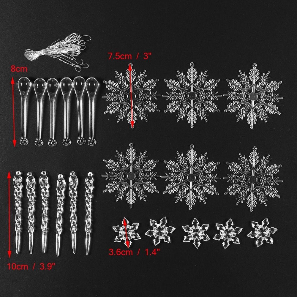 24pcs Clear Christmas Tree Hanging Ornament Acrylic Christmas Tree Decoration  Navidad