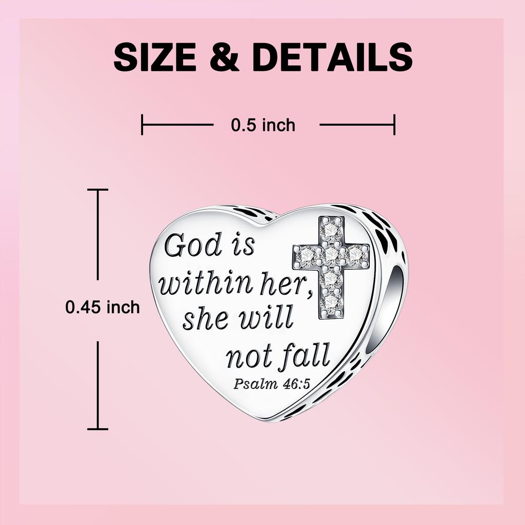 copper God in her heart cross pendant charm fit original bracelet charm beads necklace Diy female jewelry High Quality