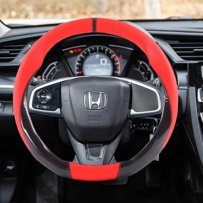 38CM Car Steering Wheel Cover For Honda Civic FIT Accord Prelude CRV 5th City CRZ CRX Jazz HRV Pilot Odyssey Insight Accessories