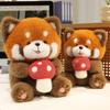 Cute Mushroom Raccoon Plush Doll Hotel Room Decorated Raccoon Zoo Souvenir Doll For Children