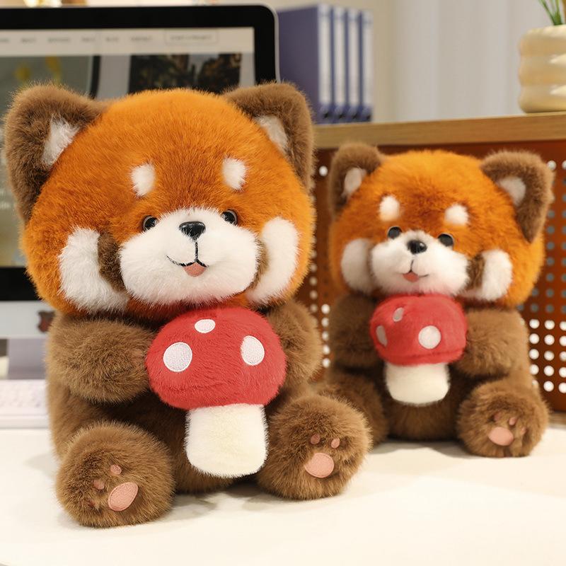 Cute Mushroom Raccoon Plush Doll Hotel Room Decorated Raccoon Zoo Souvenir Doll For Children