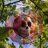 Colorful Skull Wind Spinner Outdoor Garden Decor Infinite Rotation Windmill for Yard Patio Halloween Day of the Dead Festival