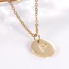18K Gold Stainless Steel Minimalist Letter Necklace with 26 Round Pendant Options