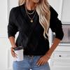 Women's Fashion Casual Loose Long Sleeve Round Neck Diamond Pullover Sweater