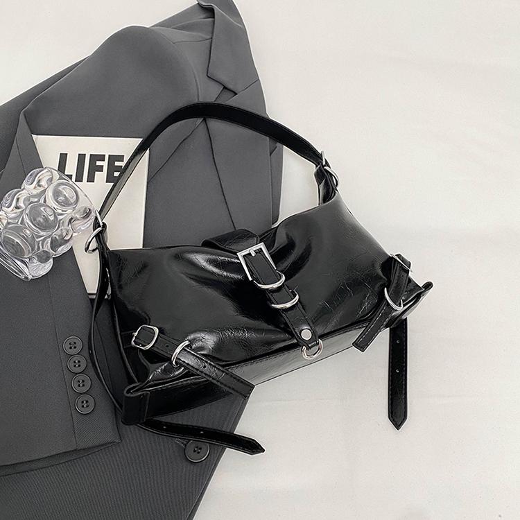 Retro Textured Shoulder Bag for Women Ladies Armpit Bag Casual Bag Versatile Monochromatic Simple Red Wine New