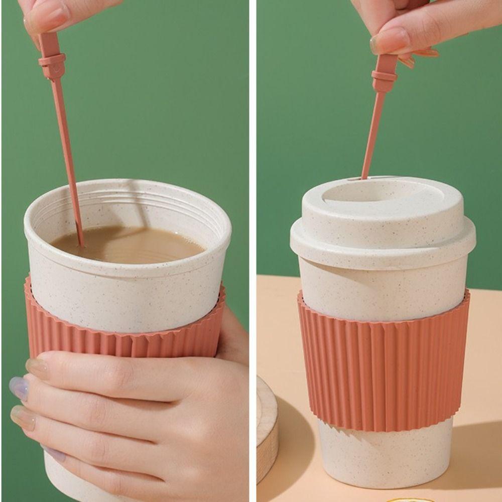 Wheat Straw Coffee Cups with Lids Milk Cup Portable Coffee Mug  Home